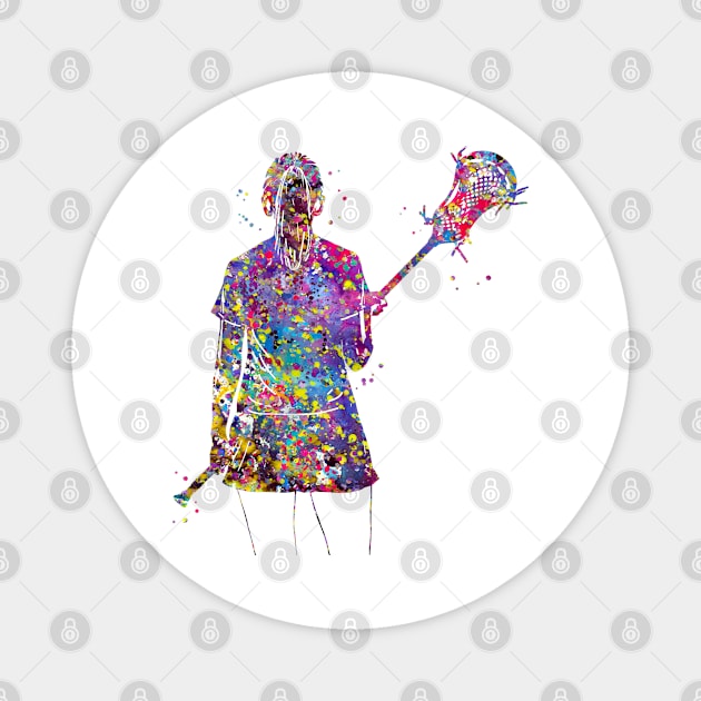 Lacrosse Player Girl Magnet by RosaliArt